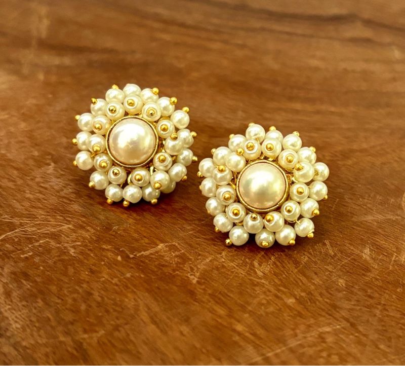 Real Pearl Studs With Pearl Fitting