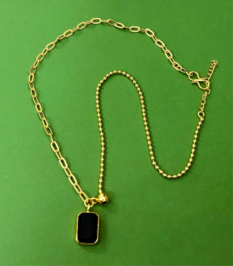 HG Rectangle Necklace With Ball Chain Box Chain