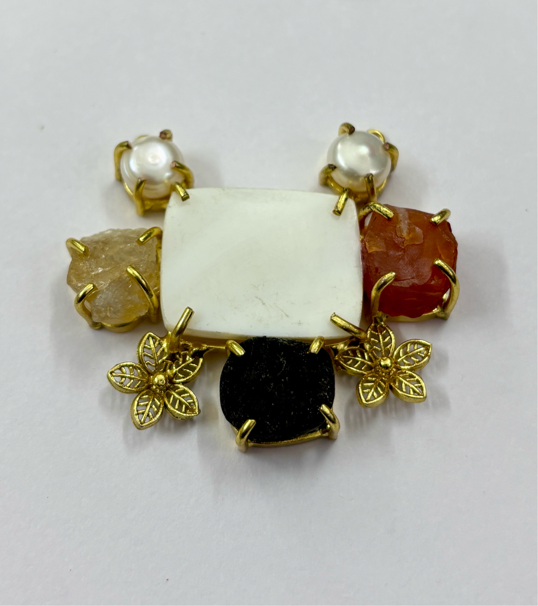 6 Multi Stone 2 Casting Flower Pendant