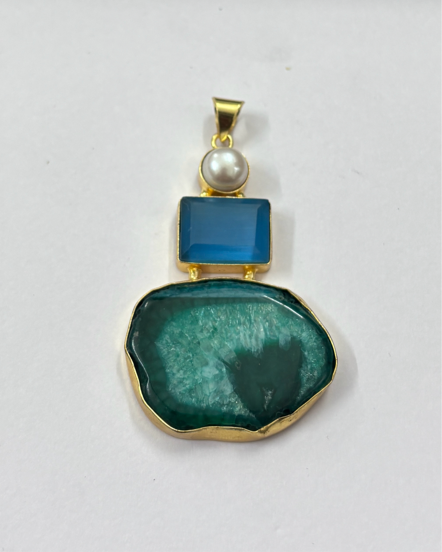 3 Multi Stone With ( Onaxy Slice+HG+Pearl ) Pendant