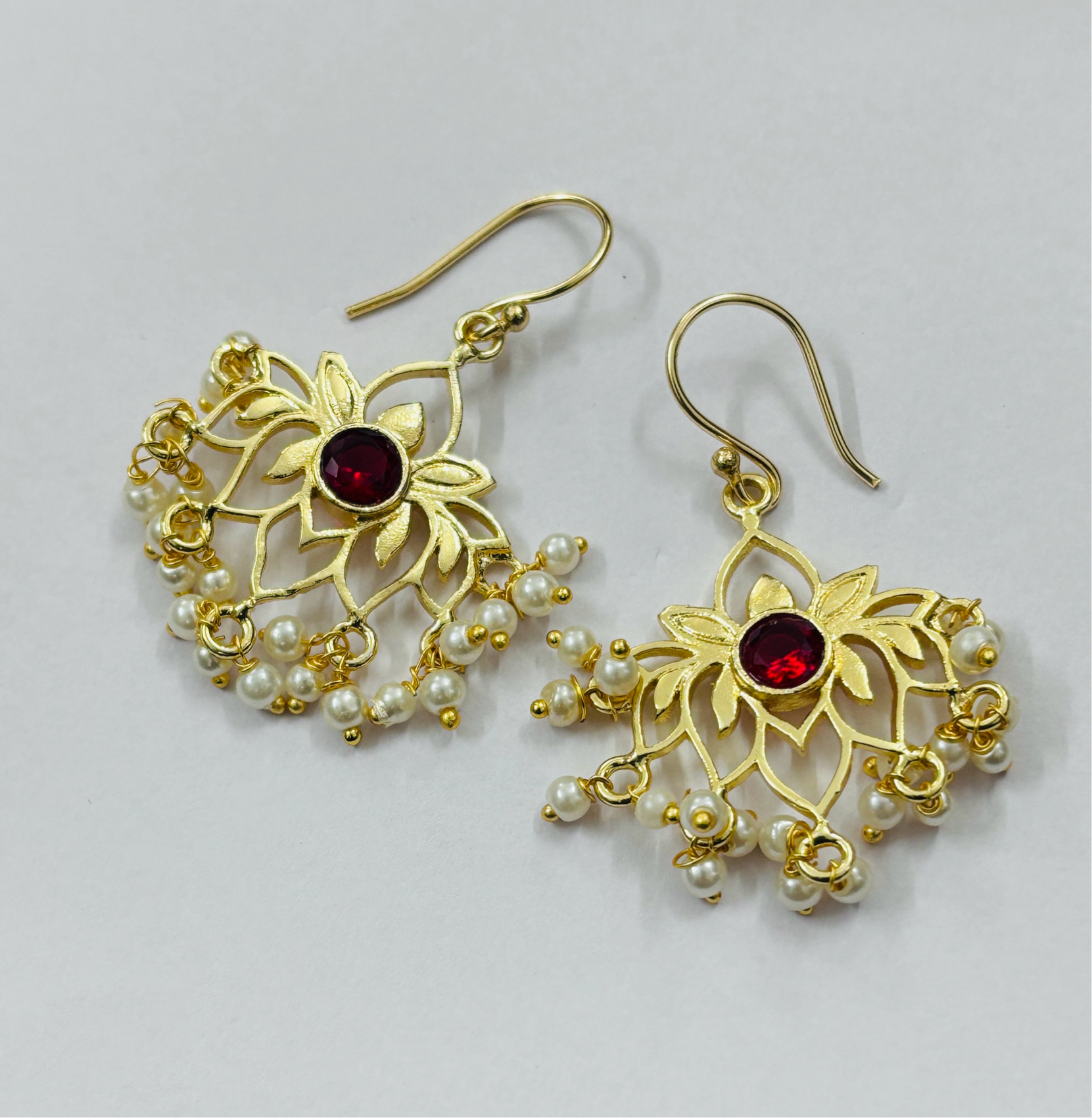 5mm Round Lotus Casting Pearl Flied Earring