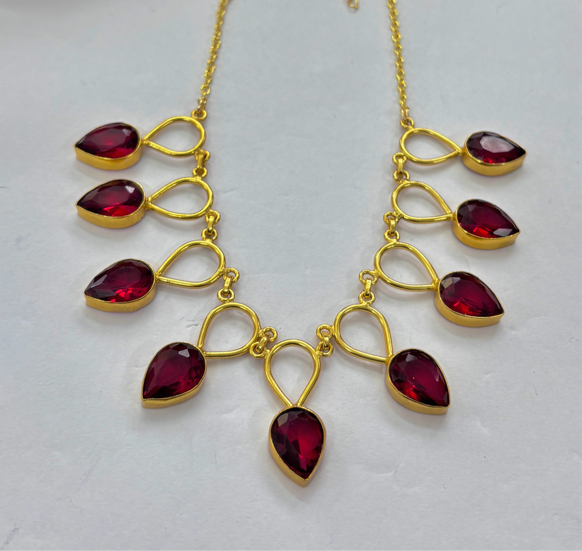 9 Stone Drop Necklace With Studs