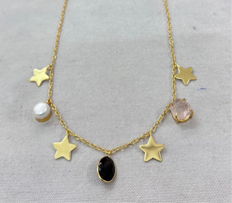 HG Rough+Pearl Charms Necklace