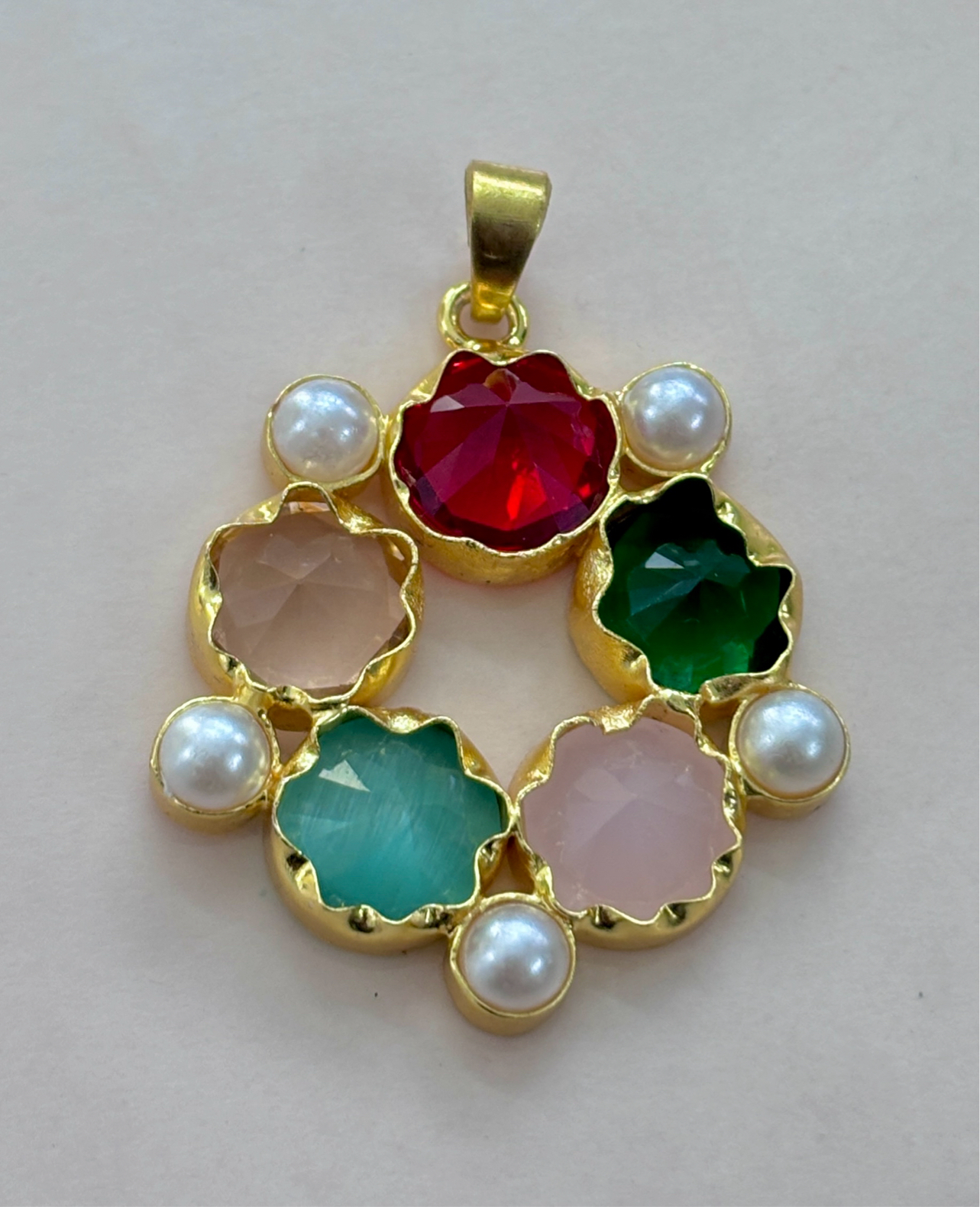 10 Collet Multi Stone Pendant Without Chain