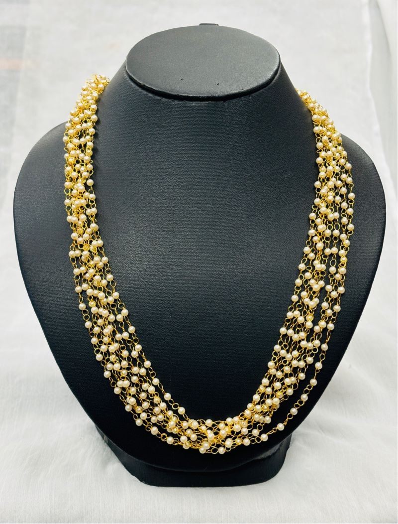 8 Line Pearl Chain Necklace (18 inch)