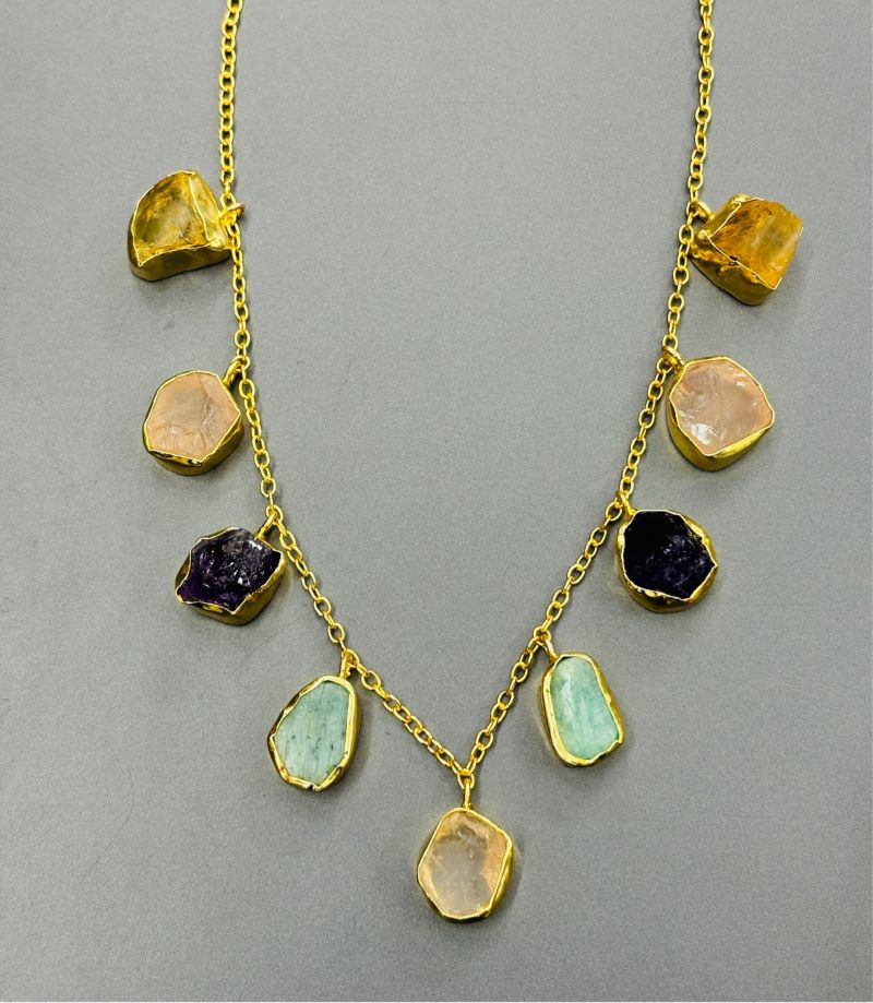 9 Collet Rough Assemble Necklace