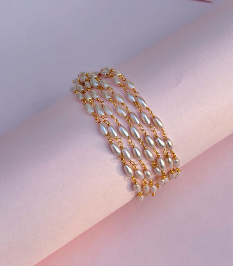 5 Line Rice Pearl Braceleat
