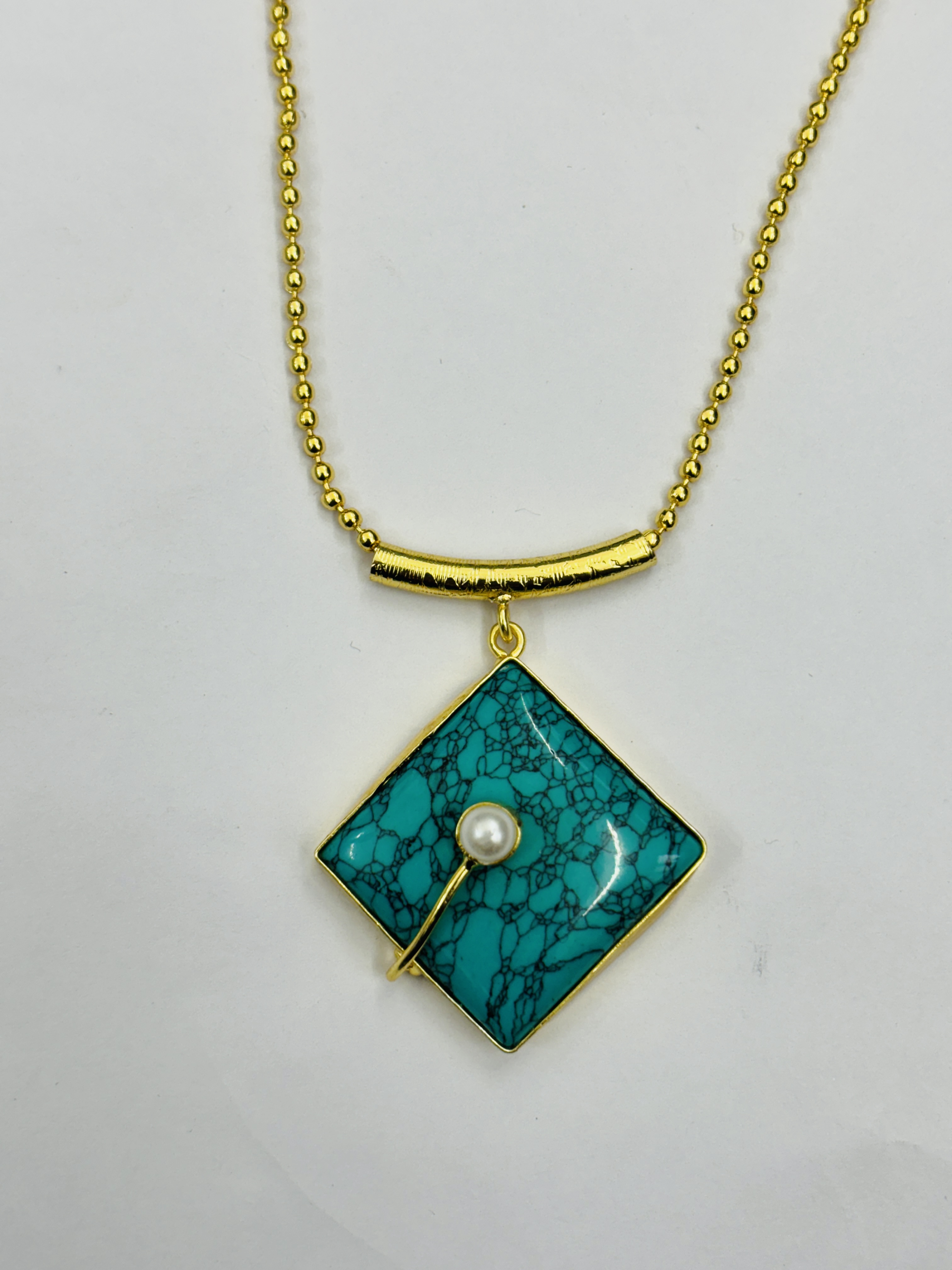 Big Square With S Pearl Pendant